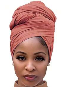 Women's Solid-Colored Turban Hat - Multi-Functional Fashionable Brimless Headwear For Outdoor Casual Wear With Dust-Proof Design, Thermal Insulation, And Convertible Scarf-Wrap Capability - Rusty Rose - View 11
