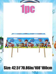 Paw Patrol Cartoon Blue Theme Party Tableware Set (Paper Cups/Plates/Cake Dishes/Dessert Plates) - Party Supplies Disposable Party Decorations For Christmas/Birthday Celebration - Multicolor - View 17