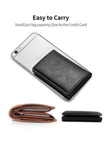 Billetera minimalista ultradelgada con bloqueo RFID para hombres, monedero delgado, portador de tarjetas de aleación de aluminio con botón lateral, soporte para identificación y licencia de conducir, regalo adecuado para adolescentes, casual de verano, al aire libre, deportivo, vacaciones, viajes, graduación, accesorios de vestir, regalos de cumpleaños para hombres, bolso negro - Multicolor - Ver 8