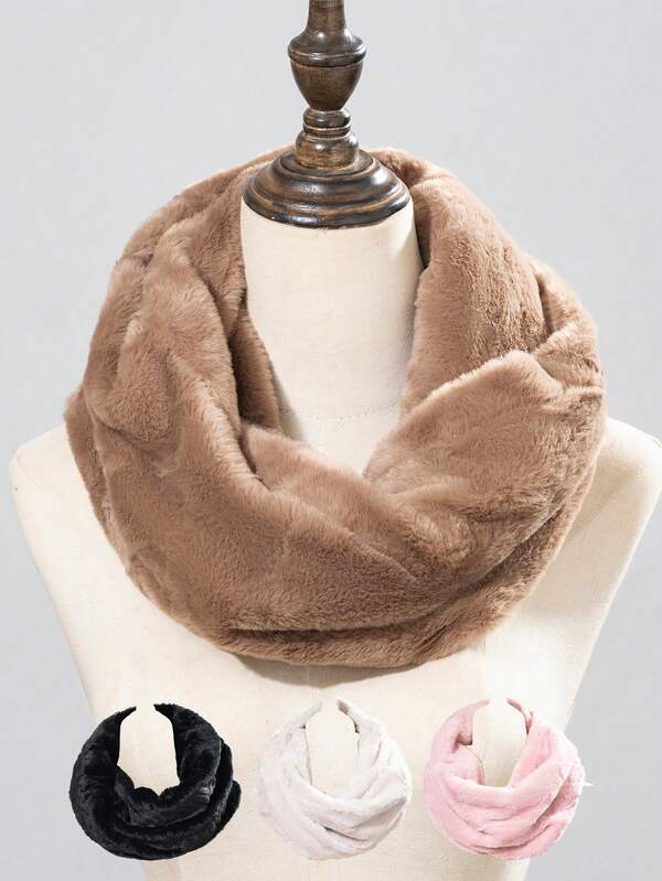 1pc Fashionable Fuzzy Criss-Cross Neck Warmer, Winter
