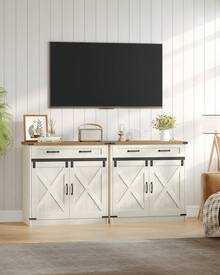 HaluPeit Kitchen Storage Cabinet, Bathroom Storage Cabinet, Coffee Bar, Modern Farmhouse Buffet Cabinet With Storage, Sideboard Cabinet With 2 Doors And 1 Drawer, Kitchen Storage Cabinets With Adjustable Shelves For Dining Room, White Brown - trắng nâu - Xem 3