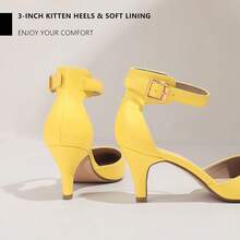 Women's IN3 D'Orsay Pumps Low Kitten Heels For Women Dress Shoes Pointed Closed Toe Wedding Bride Ankle Strap Dressy Silver Black Nude White Gold Heels For Women-2025 - 黃浦 - 查看 6