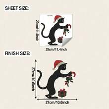 ملصق قطة سوداء تحمل هدية للحمام، ملصق لاصق ذاتي للديكور الحمام، ملصقات جدار ديكور المنزل، ديكورات عيد الميلاد المنزلية