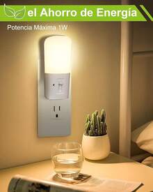 Luz de Noche Enchufable con Sensor de Luz de Atardecer a Amanecer, Lámpara Nocturna LED de Ajustar el Brillo de 0 a 80 lm, Luz Nocturna para Niños, Dormitorio, Baño, Pasillo, Aseo (2 Paquete ) - Blanco - Ver 6