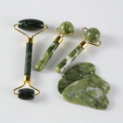 2/3pcs Stone Beauty Roller Massage Board Set, Facial Skin Care Massage Tool