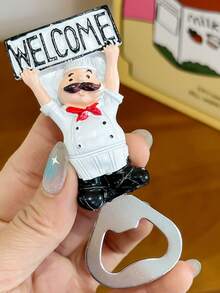 1 pièce Aimant de réfrigérateur en forme de chef et ouvre-bouteille 2-en-1 - Pratique et élégant pour la décoration de cuisine et la maison, le rangement et l'ouverture des boissons