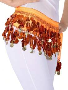 Belly Dance Hip Scarf, Sweet Belly Dance Skirt Wrap Performance Shiny Sequin Coins, Women Belly Dance Costume - Multicolor - View 33