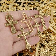 10pcs/20pcs/50pcs Retro Charms For Jewelry Making, Multiple Alloy Material Bright Gold And KC Gold Cross Mixed Pendants,Can Be Used To Make Necklaces, Bracelets, Keychain Pendants, Multiple Random Mixed Shipments - M552 - View 13