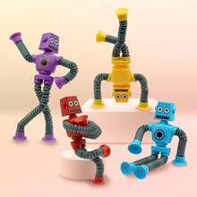 لعبة روبوت أنبوب قابل للتحويل مع كوب شفط، لعبة روبوت كرتونية قابلة للتحويل، هدية لحفلات المناسبات، مناسبة لديكور عيد الهالوين، ، عيد الميلاد، عيد الفصح، هدايا وإمدادات حفلات عيد الهالوين وعيد الميلاد - متعدد الألوان - مشاهدة 4