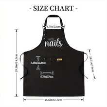 Nail Artist Manicure Pedicure Apron With Nail Polish Design - Adjustable Water & Polyester Apron For Nail Technicians, Salon & Spa Use, 2 Pockets, Workwear (Black With White Lettering) - màu đen - Xem 7