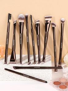 MAANGE 11件/16件套专业双头铝制面部化妆刷套装，包含散粉刷、腮红刷、遮瑕刷、高光刷、晕染刷、粉底刷、轮廓刷、晕染刷、眼影刷、眼线刷、眉刷、睫毛刷，轻松打造精致妆容，多功能超柔软化妆刷套装 - 咖啡棕 - 查看 7