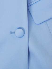 Veste longue manches femme, couleur unie, style minimaliste, décontractée, pour le printemps - Bleu azur - Voir 6