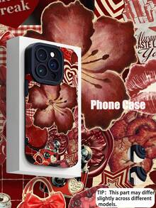 WeiMi 1 buah Casing Ponsel Pelindung Lembut Kulit Sintetis Motif Bunga Merah Vintage, Kompatibel dengan Apple dan Galaxy 17/17PRO/17PROMAX/16/16PLUS/16PRO/16PROMAX - MultiWarna - View 2