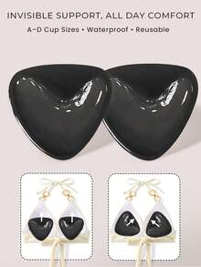 1 Pair Of Double Sided Self-Adhesive Bra Pads, Chest Pads Adhesive Pads, Reusable Padding Pads, Bra Bikini Invisible Thickened Chest Pads Waterproof For Swimming