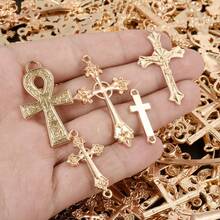 10pcs/20pcs/50pcs Retro Charms For Jewelry Making, Multiple Alloy Material Bright Gold And KC Gold Cross Mixed Pendants,Can Be Used To Make Necklaces, Bracelets, Keychain Pendants, Multiple Random Mixed Shipments - M552 - View 7