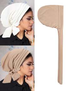 4pcs/Set Women's Elegant Solid Color Headband With Twist And Bow, Turban Hat Fashionable Cap For Spring And Autumn Bonnet Hair Bonnet Turban Sleep Bonnet - Multicolor - View 33