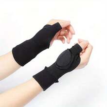 2 Pack 1 Pair, Gel Pad Thumb Fingerless Compression Gloves, Breathable Carpal Tunnel Syndrome Care Joint Support Daily Use Gloves - 黑色 - 查看 2
