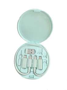 طقم كابل بيانات متعدد الوظائف مع صندوق تخزين الشحن، شحن سريع 60 واط، يمكن استخدامه كحامل لموديل الهاتف المحمول، طقم كابل شحن محمول بسيط، محول USB Lightning، طقم محول، ضروريات غرفة السكن الجامعي - متعدد الألوان - مشاهدة 24