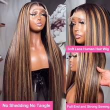 4/27 5x5 HD Lace Closure Highlight Blonde Ombre Bone Straight Lace Front Human Hair Wigs Brazilian 13x4 Lace Frontal Wig For Women 200% Density - SP4/27 - 查看 3