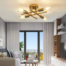 4-Head Iron Branch Ceiling Light, Minimalist Modern Design For Bedroom, Hallway, Corridor, Dining Room, Living Room - Multicolor - View 4