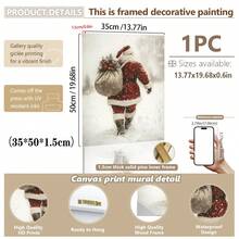 1 szt., płótno ścienne, dekoracje świąteczne, oprawione ozdoby świąteczne, śnieżny zimowy krajobraz, Święty Mikołaj, wystrój świąteczny w stylu rustykalnym, wystrój bożonarodzeniowy w stylu vintage, bałwan, choinka, pociąg świąteczny, dekoracja pokoju bożonarodzeniowego, wystrój salonu