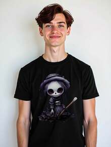Sally Dress Oogie Boogs, Best T- Shirt, Cross Shirt, Great For A Weekend Trip Or Vacation, Casual T-Shirt Graphic Tees, Graphic Tees, 100 Percent Cotton Shirts, Black Street Graphic Tees, Men's T-Shirt, Funny Graphic Vintage T Shirts, S-XXXL - 黑色-1 - 查看 2