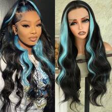 13X4 Free Part Black Green Highlights Body Wave Lace Front Wigs Pre Plucked Soft Long Wavy Hair Wigs Heat Resistant Wave Wigs Glueless Christmas Wig Long Wavy Synthetic Lace Front Wigs For Women Perfect For Daily Wear & Parties - 強調 - 查看 2
