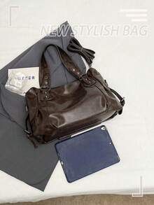 [ US-Based Shipping ] Retro Tote Spacious Work Travel Everyday Essentials Handbag, Vintage Large Capacity Handbag Casual Tote Bag, ‌Vintage Large Capacity PU Leather Shoulder Bag For Women, Vintage PU Messenger Shoulder Bag, Women Casual Tote Bag & Wallet,City Bowling Bags Y2k Streetwear Women's Leather Tote Bag Preppy Cute Purse,Bohemia Style Bag For Women, New Fashion Classic Versatile Commuter Solid Color Shoulder Bag Handbag Wallet, Zipper Opening Ladies Bag, Suitable For Shopping, Travel With, Purses And Bags Women Black Purse Bags For Women Beach Bag Halloween Tote Bags For Women Travel Essentials Clear Bag Bolsos Para Mujer Clear Purse Handbags For Women School Bag Crossbody Bags For Women New Fall Fashion Women Totes Bags For Women Carteras Para Mujer Purses For Women Brown Purse Backpack Work Bag Lunch Bag For Women Back To School - 彩色 - 查看 8
