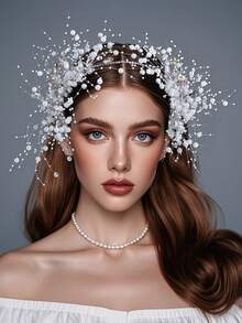 1 chiếc băng đô pha lê, phụ kiện đội đầu đính hạt thanh lịch cho cô dâu, kiểu dáng thần tiên, phù hợp cho đám cưới, lễ đính hôn, hẹn hò, lễ hội, dạ hội, kỷ niệm, ngày Valentine, tiệc tùng. - A - Xem 2