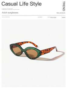 一副女士亚克力休闲复古椭圆形时尚黑色眼镜，适合度假、外出和日常佩戴，学院风猫眼造型，是返校季的理想之选。 - 彩色 - 查看 6