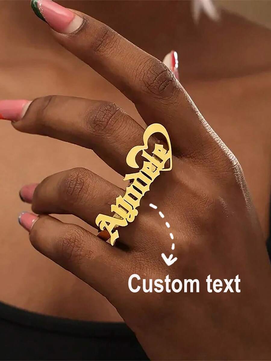 1 chiếc nhẫn thép không gỉ khắc tên cá nhân, nhẫn đôi cỡ lớn dành cho nữ, nhẫn đôi màu vàng thời trang cho các cặp đôi, tên có thể tùy chỉnh, kiểu dáng tối giản hàng ngày, kèm hộp quà, lý tưởng cho Ngày Valentine, Sinh nhật, Ngày của Mẹ.