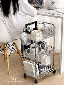 1pc Multi-Layer Storage Rack-Acrylic Removable Floor-Standing Cart Snack Storage Shelf For Kitchen/Bathroom/Living Room/Bedroom - 透明色 - 查看 6