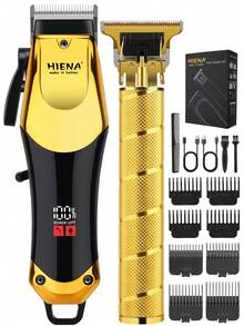 HIENA 3-In-1 Set/2-In-1 Set/1pc Cordless Hair Clippers Men - Professional USB Rechargeable Grooming Kit With Trimmer, Electric Shaver, Detail Trimmer, Ideal Father's Day Gift, Equipped With Limit Combs, Valentine's Day Or Men Gifts