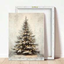 1 szt., płótno ścienne, dekoracje świąteczne, oprawione ozdoby świąteczne, śnieżny zimowy krajobraz, Święty Mikołaj, wystrój świąteczny w stylu rustykalnym, wystrój bożonarodzeniowy w stylu vintage, bałwan, choinka, pociąg świąteczny, dekoracja pokoju bożonarodzeniowego, wystrój salonu