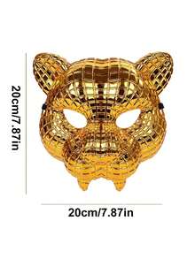 Animal Golden Plastic Leopard Face Cover With Adjustable Elastic Bands Party Costume Cosplay Mask Costume Accessories - Multicolor - View 7