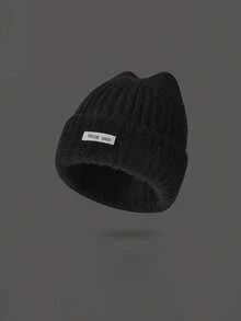 1 件女士可爱耳朵设计针织帽，保暖耳朵保护，时尚百搭无檐帽，秋冬