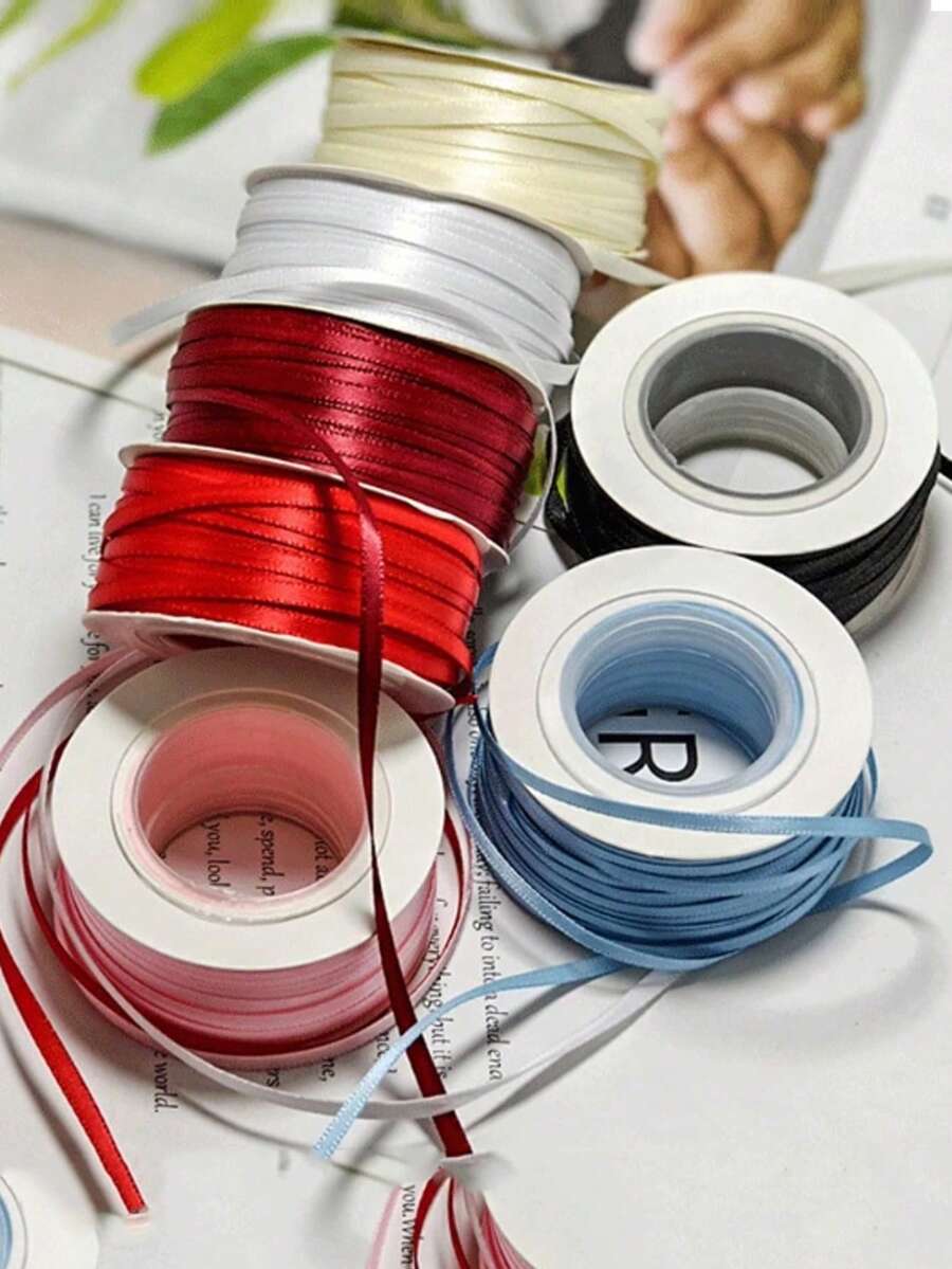 Dây ruy băng satin nhiều màu sắc 0.3cm/3mm (50 Yards), ruy băng satin polyester mật độ cao hai mặt, thích hợp cho phụ kiện tóc thủ công, mũ đội đầu, hộp quà thắt nơ, quà tặng Ngày của Mẹ, Ngày Valentine, ruy băng gói quà cưới, ruy băng thủ công, gói quà bánh, bó hoa, trang trí nơ cho tiệc lễ hội. - Nhiều màu - Xem 1