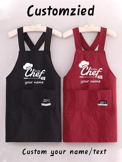 1pc Customized Waterproof Apron, Personalized With Text And Photos, Funny Cooking Kitchen Apron, Customizable Logo And Text, Ideal Gift For Valentine's Day, Father's Day, Mother's Day, Birthday, Anniversary - Unique Gift For Women, Chefs, Moms, Dads, Husbands, Girlfriends, Boyfriends, Wedding (Men/Women), Washing Gloves