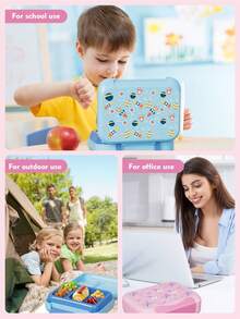 Meoky Bento Lunch Box with Removable Compartments – Leakproof Lunch Container with 5 Compartments, Reusable Meal Prep Snack Box, Portion Control Lunchbox for Kids & Adults, Ideal for School, Office, Travel & Picnic Food Storage (Pink Unicorn) - 粉色 - 查看 6