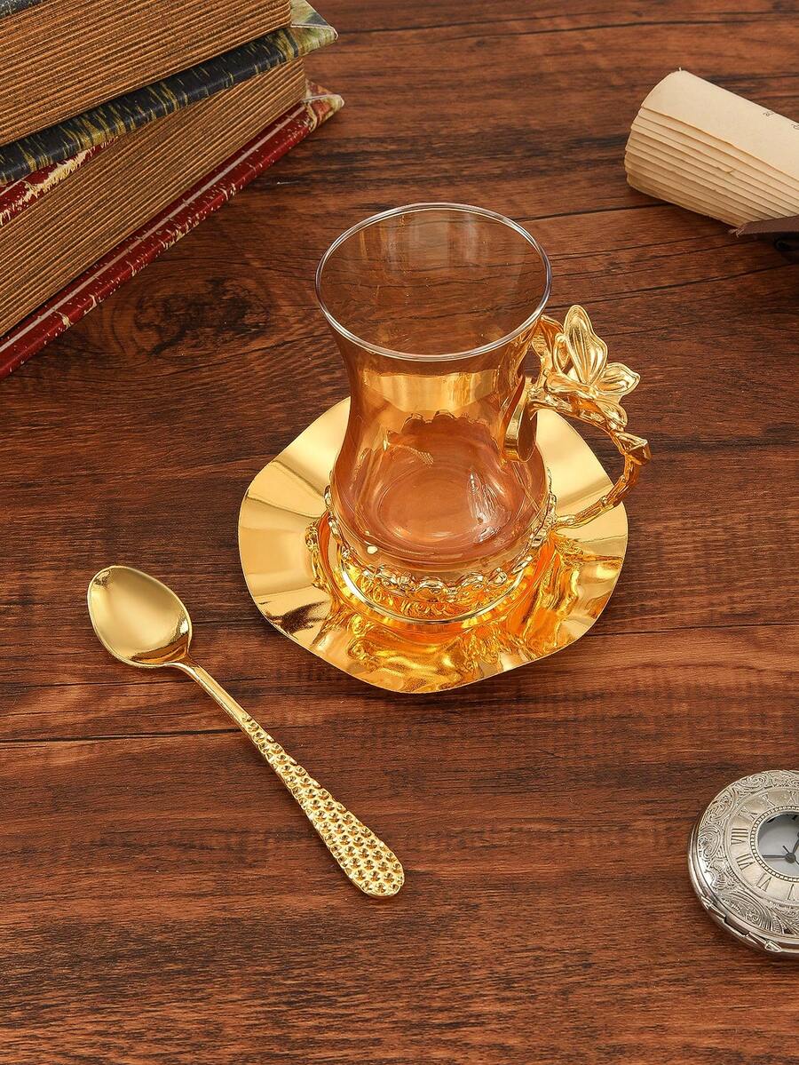 1 Set di tazze per tè/caffè in vetro colorato di stile mediorientale/europeo, adatto per ristoranti, hotel e uso domestico