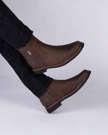 Fratello Select Fratello botines color café para hombre 0215, estilo versátil, perfectos para ocasiones casuales, de oficina o salidas nocturnas, botines café hombre, botín chelsea, calzado urbano masculino, botines elegantes - Marrón - Ver 6