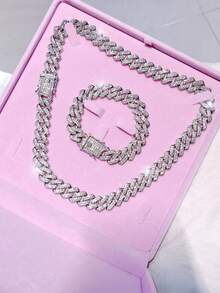 Hip Hop Punk Classic Minimalist Miami Cuban Chain,Matching Bracelets Y2K Goth Gold Jewelry, Necklace For Woman, Bracelet & Earring Sets, Women's Fashion Jewelry, Ladies Jewellery, Mom Gifts, Everyday Street Dance Rap Wear, Gifts For Christmas Gifts, Thanksgiving, Chain Necklaces, Jewelry Sets For Women, Chains, Accessories Women, Gold Set, Earring Christmas Decoration Christmas Jewelry For Women