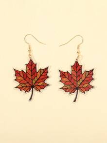 1pair Casual Maple Leaf Acrylic Drop Earrings For Women Girl Autumn And Winter Jewelry Accessories