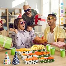 12pcs Football Party Food Tray -White&Green Football Pattern, Foldable Paper Tray, Suitable For Birthday Parties, Theme Parties, French Fries, Popcorn Boxes, Party Decorations, Etc