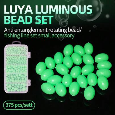 375pcs/Set Glow-In-The-Dark Fishing Beads, Luminous Fishing Lure Floats, Fishing Accessories Suitable For Night Fishing