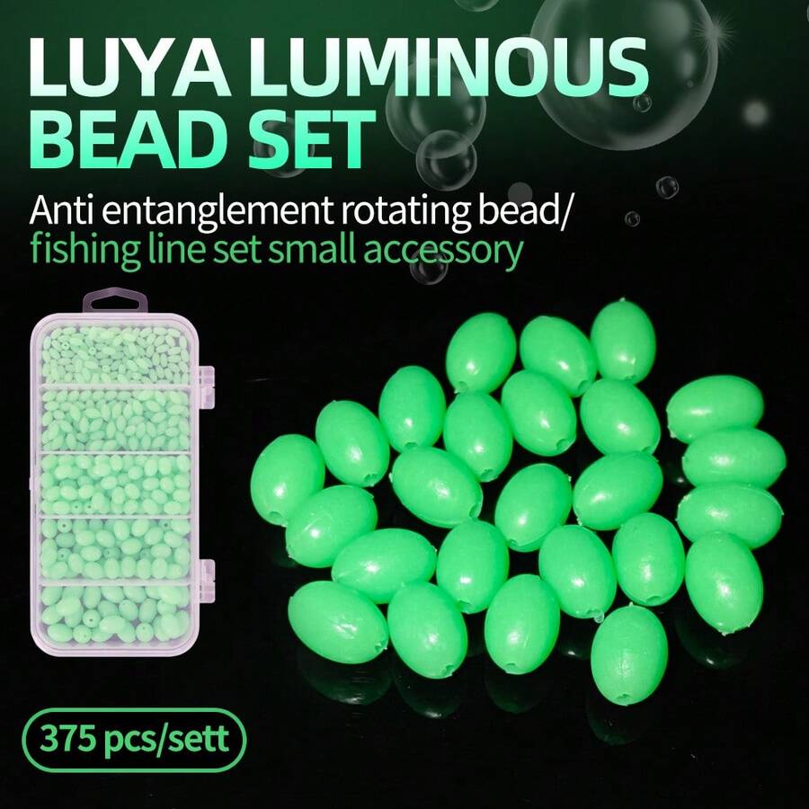 375 件/套夜光钓鱼珠，夜光鱼饵浮标，适合夜钓的钓鱼配件