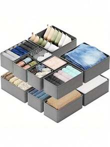 1pc/3pcs Wardrobe Clothes Organizer, 7or9 Grids Portable Wardrobe Organizer, Separate Storage Box, Foldable Wardrobe Drawer Organizer, Suitable For Underwear, Socks, Scarves, Leggings, T-Shirts, Jeans