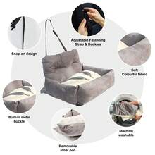 HazoWill Pet Car Booster Seat And Travel Bed, Suitable For Small Dogs And Cats, Elevated Seat With Non-Slip Base And Adjustable Straps, Lightweight And Foldable, Multi-Functional Design, Fashionable And Comfortable, Ideal For Road Trips And Home Use - Multicolor - View 6