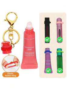 便携式唇彩钥匙扣收纳盒，唇膏钥匙扣盖，兼容 LANGIGE 0.35oz、Aquaphor 0.35oz 和 Jack Black 0.25oz 唇彩 - 彩色 - 查看 2