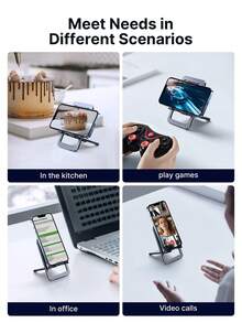 Porta Celular Plegable de Aluminio Gris - Compatible con Múltiples Teléfonos y Tablets, Ángulo Ajustable para Escritorio - Gris - Ver 5
